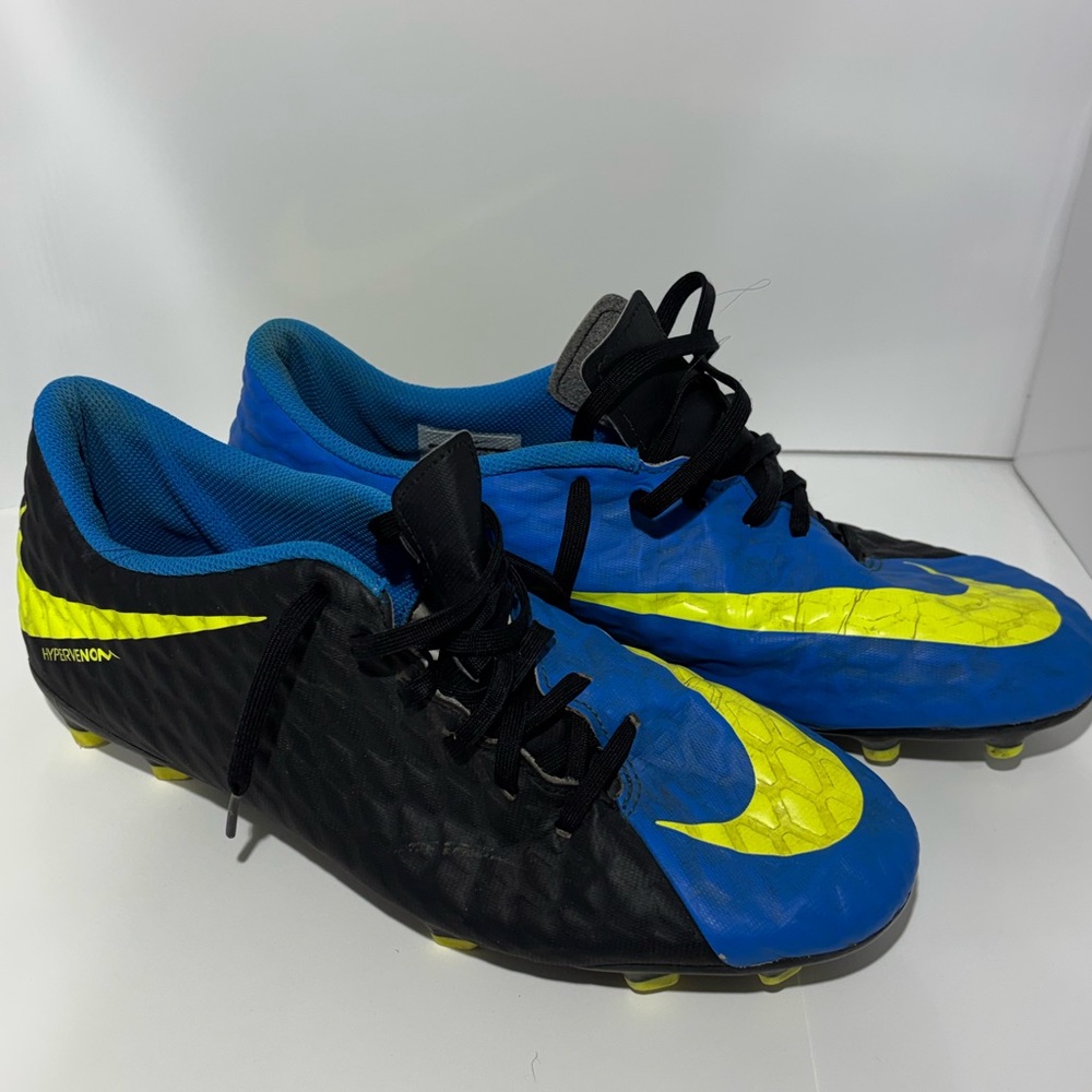 Nike Men’s Black and Blue Soccer Cleats with Yellow Accents - Picture 3 of 6